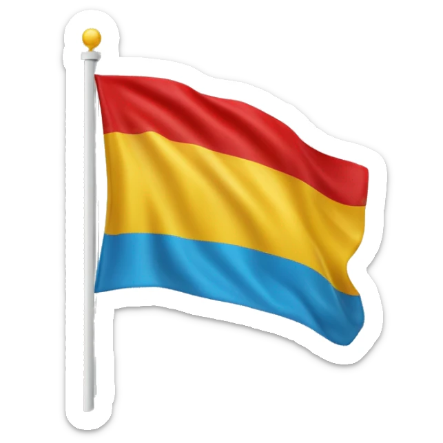 Un drapeau, avec 3 couleur horizentale, rouge en haut, jaune au milieu, rouge en bas, et au milieu il y a une étoile jointe avec 12 rayon sticker