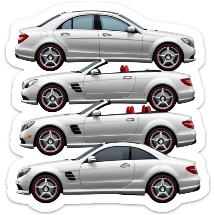 group of 4 Mercedes-Benz cars emoji style sticker