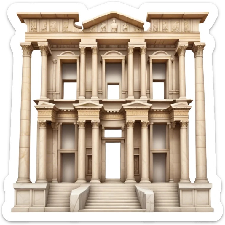 The Library of Celsus Landmark Emoji – Depicting its marble facade, carved columns, and statues. sticker