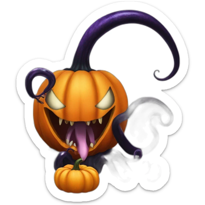 symbiote venom pumpkin with long tongue and goo tentacles sticker