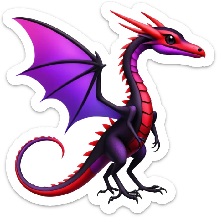 Colorful Neon Black and red and purple Gothic Edgy Tropical Flygon-Aurorus-Amaura-Hybrid-Creature sticker