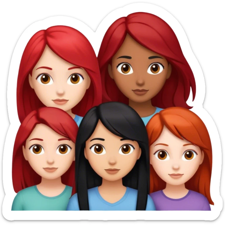 Three girl friends one black hair one red hair one brown hair  sticker