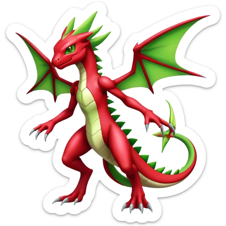  Cool Edgy Shiny Futuristic Ethereal Legendary Scizor-Charmeleon-Digimon-Schyther-Flygon-hybrid full body sticker
