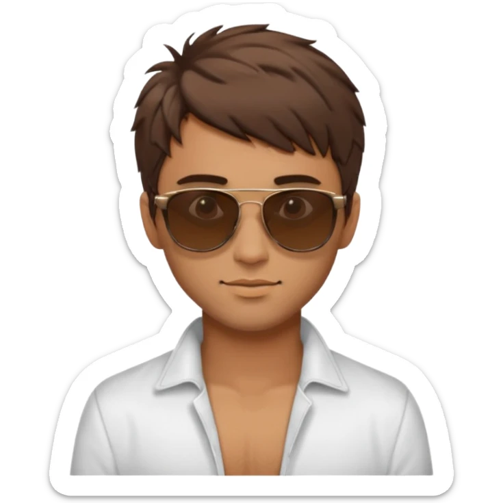 Handsome. Male. Short brown hair. Messy hairstyles. Sunglasses. Sexy pose sticker