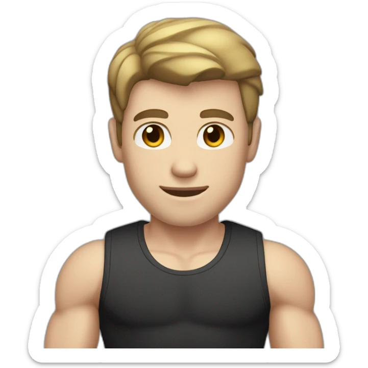Pale skinned Fit Man With the biceps and brown hair in black shirt and gray shorts sticker