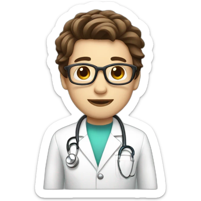 Doctor, full body, brown hair, cute sticker