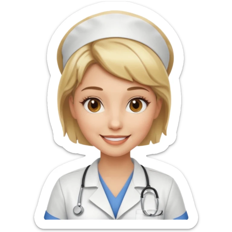 Sexy nurse blonde, wild short hair, Brown-blonde highlights 
 sticker