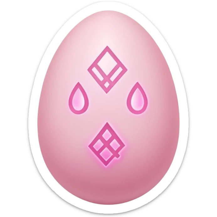 cute pastel pink ancient magic egg, glowing runes, soft pink aura, kawaii fantasy style, bold outline, simple icon, transparent background, twitch emote sticker