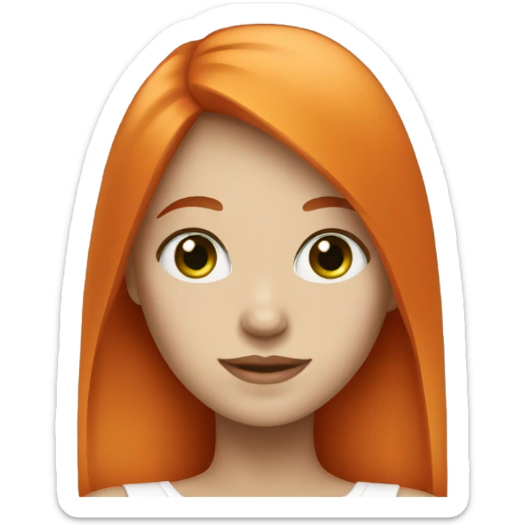 A girl with white skin, green eyes and orange hair  sticker