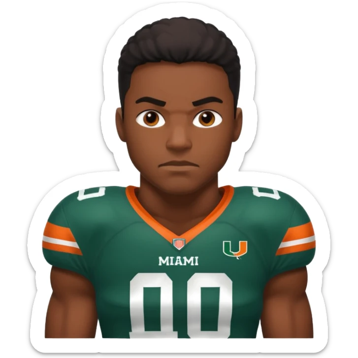 black football player for the university of miami wearing number 10 sticker