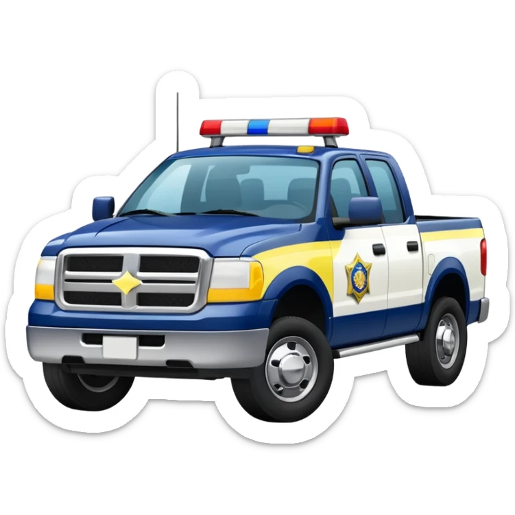 Police Pickup Truck with Body Color Is Navy, White And Lemon Yellow With number Is 02 With sticker