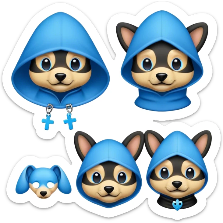 I would like a set of gay "pup" emojis, that are blue and black and a cross between pup hoods and fursonas sticker