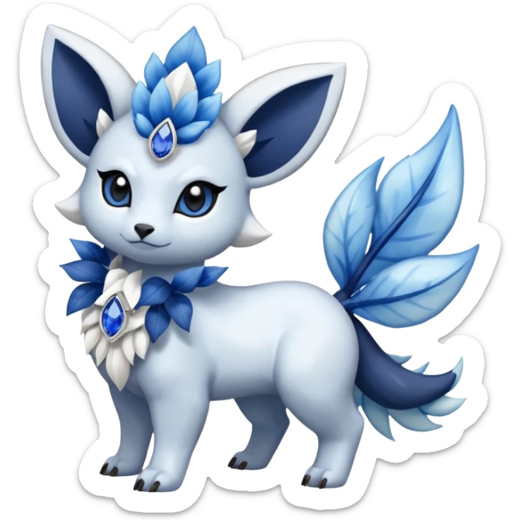 Floral Absol-Nidorina-Amaura-Alolan-Vulpix-Dialga-fusion adorned with Sapphire jewelries sticker