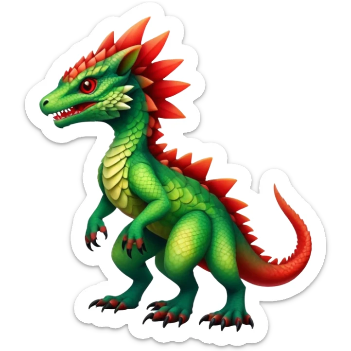 Cool Edgy Green-Red-gradient badass colorful Fionbri-Vernid-Trico-animal-creature full bodyd sticker