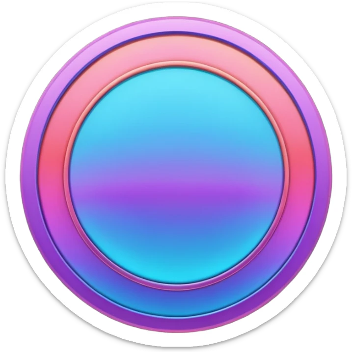 
One  3d coin color in in gradient of turquoise, blue, pink, purple, and coral sticker