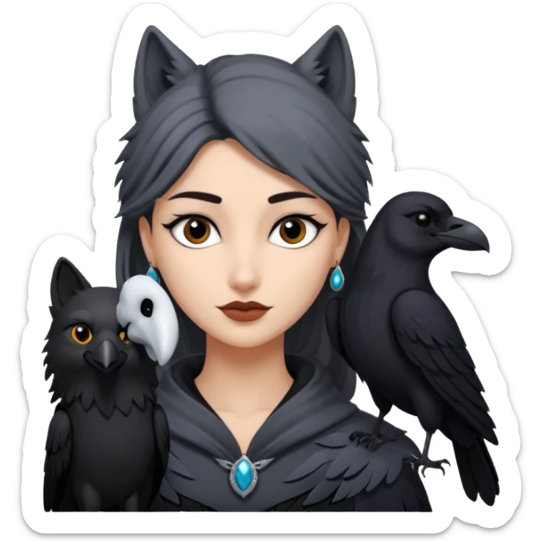 Black aly is the wife of cregan stark and looks like Hande Erçel. She had a raven and a wolf around her  sticker