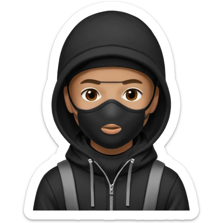 skier with black goggles hoodie and face mask looking stylish like an underground rapper. I said mask pls no face showing  sticker