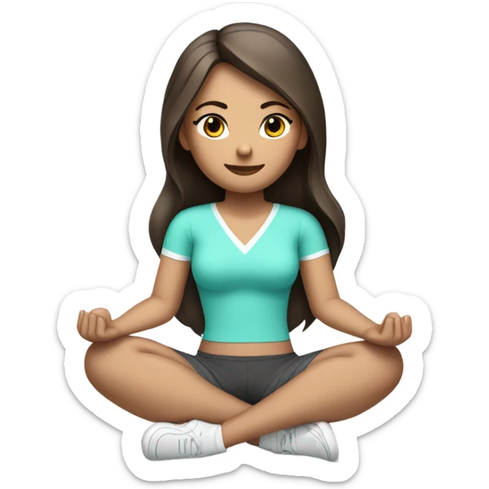 Brunette white girl siting in Lotus in a Tiffany coloured sport outfit  sticker