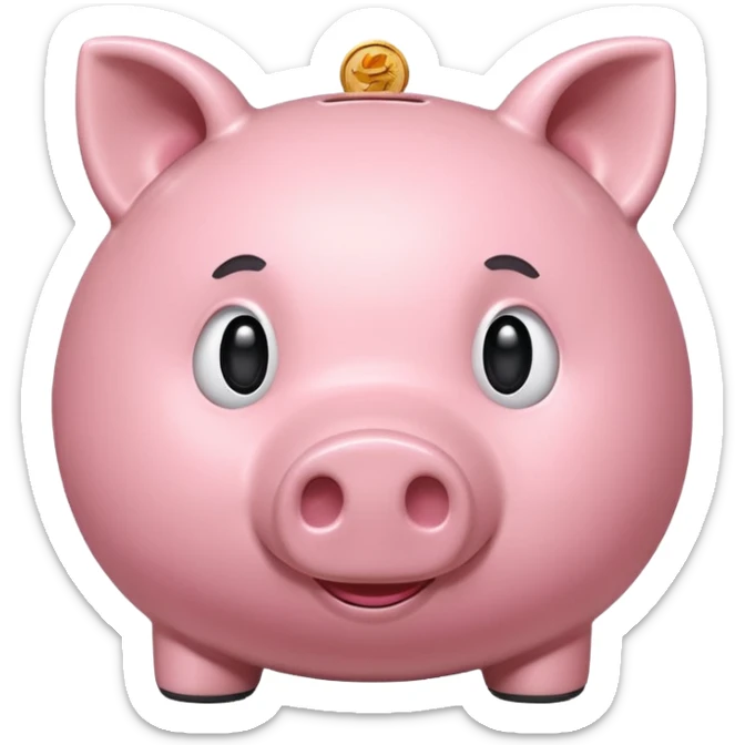 cute pink piggy bank with round snout and classic coin slot sticker