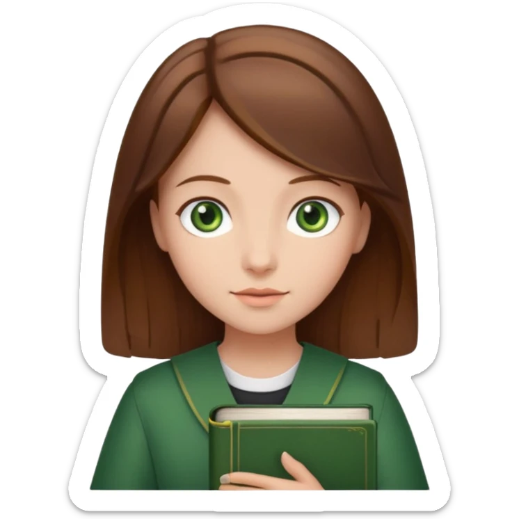 Girl with brown hair and green eyes holding Bible  sticker