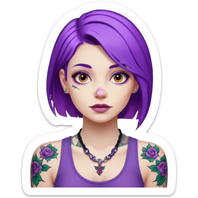 women with tatoos and hightlight that tatoos with purple hair sticker