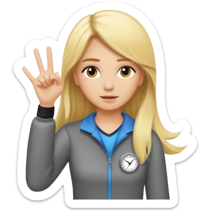 blonde cartoon girl long hair sports coach signaling time out sticker