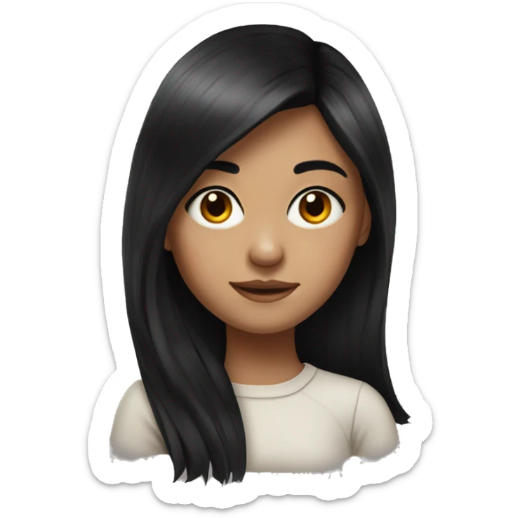 realistic portrait of girl with black hair  sticker