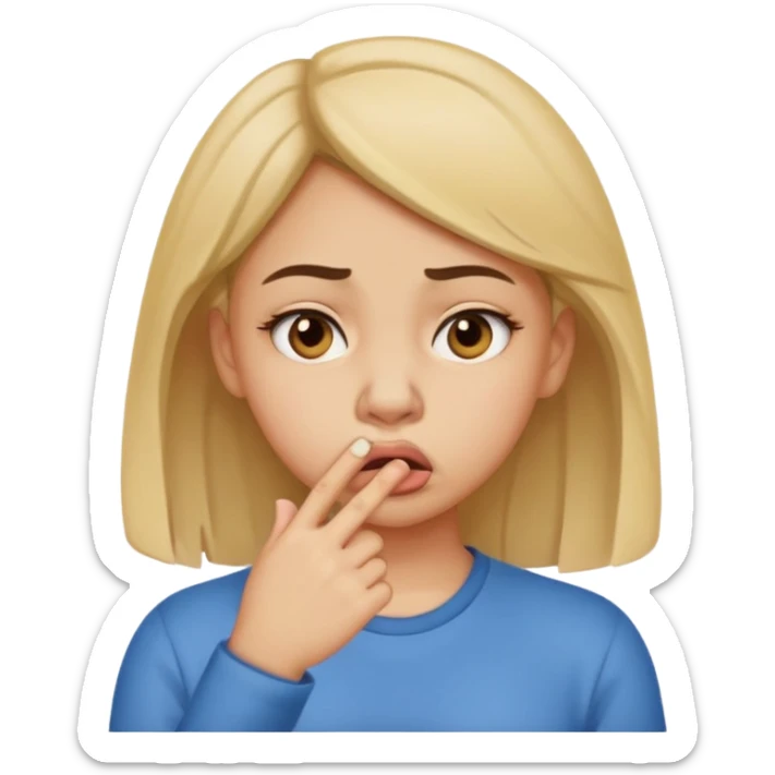 create a girl who is pinching her nose because she is smelling something bad sticker