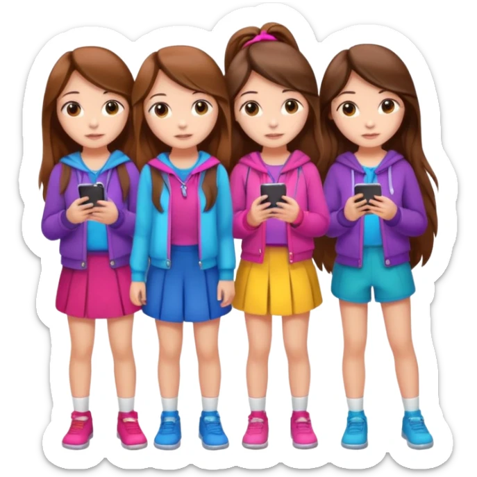 group of cute teenage girls with long hair sticker