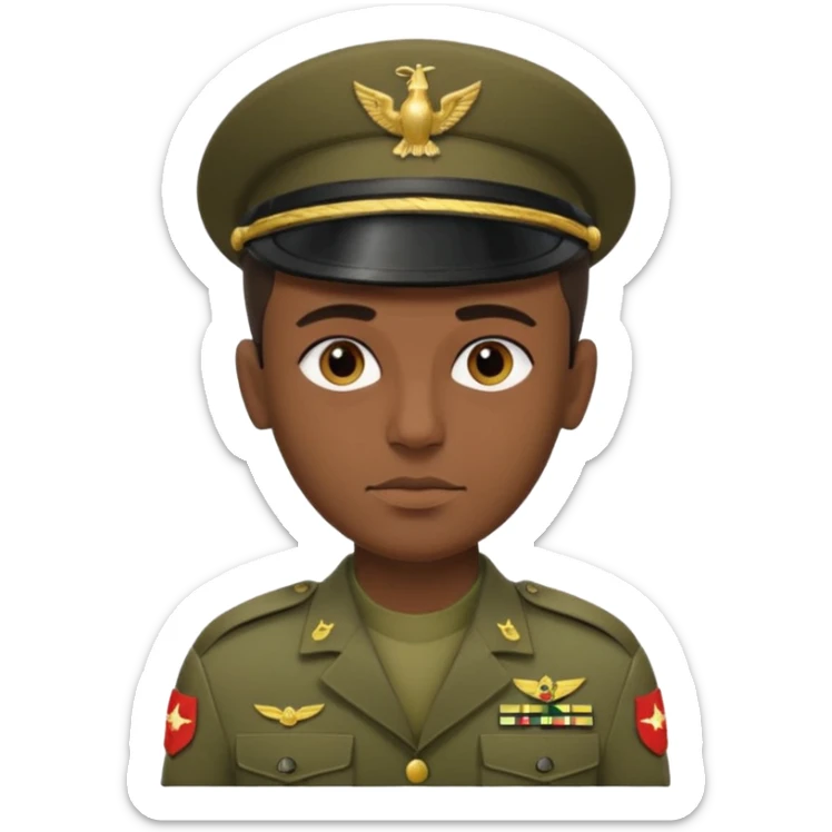 
portrait of an Iraqi soldier, from head to chest, with a neutral expression sticker