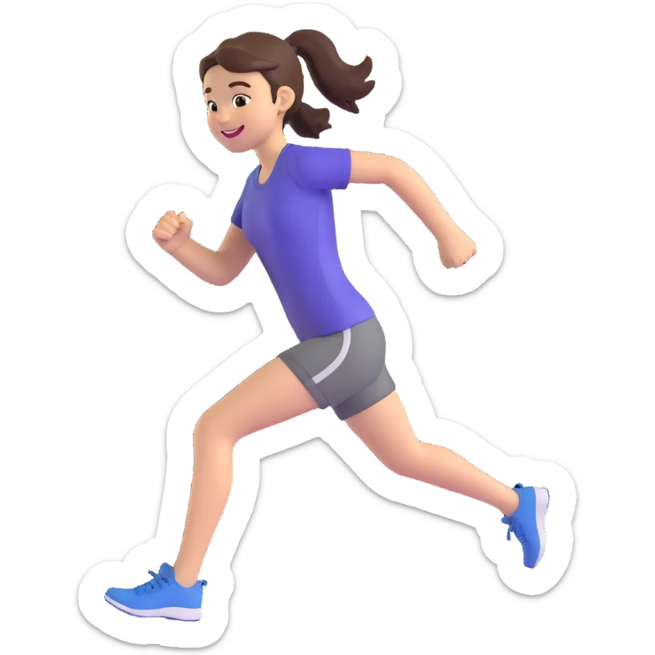 sporty girl running in athletic gear smiling energetic sticker