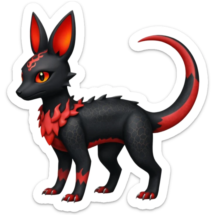 Edgy gothic dark magma-Salandit-Umbreon-Litten-hybrid-fusion (full body) sticker