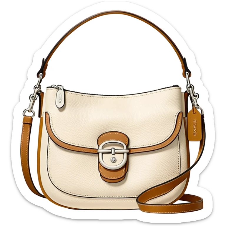Coach Women's Hadley Mini Crossbody Bag in Pebbled Leather all white beige rectangle
 sticker