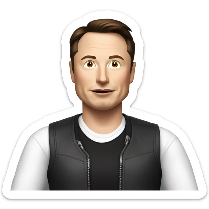 Elon Musk holding a number Zero in the right hand, and a One in his right hand sticker