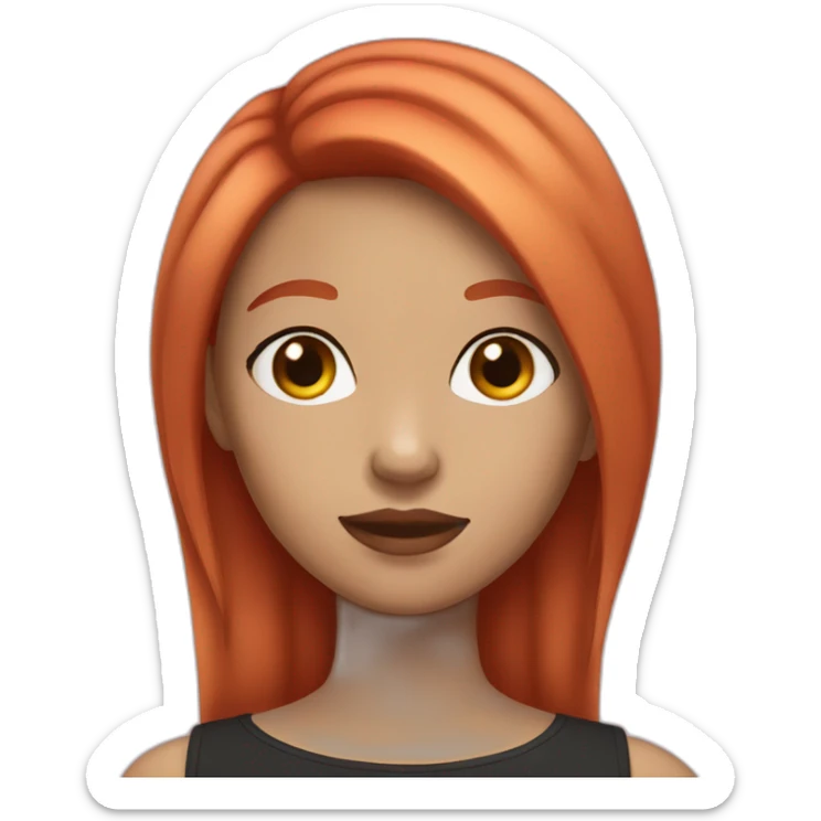 Girl with red hair and light skin and black eyes and blush sticker