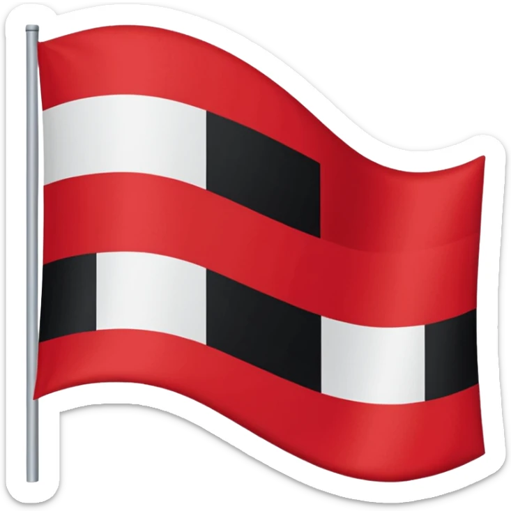 Gib mir eine Fahne die im wind weht mit 3 Farben in der reinginge von oben nach unten schwarz weiß rot sticker