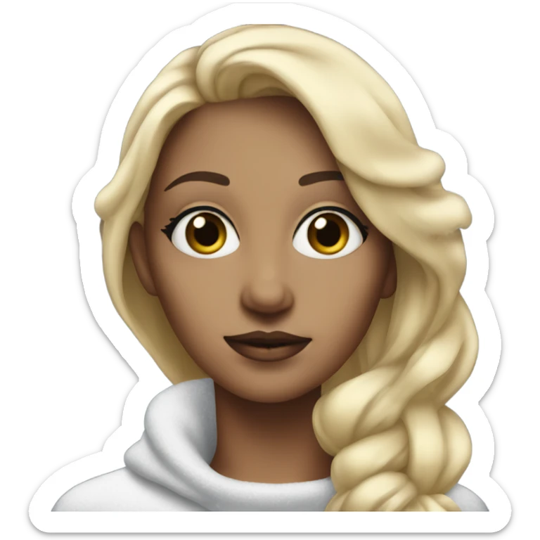 blonde woman with snow powder under her nose and huge eyes  sticker