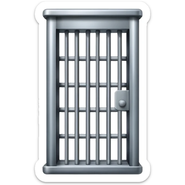 If there was a jail cell emoji in iOS, how would you design and iOS style emoji. Create an jail cell emoji with no prisoner. (Not a cage must be 4 rods facing) sticker