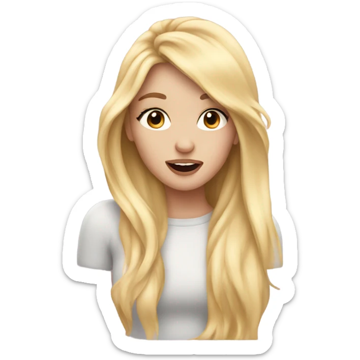 White girl with blonde hair blowing kisses sticker