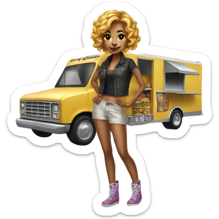 Realistic Catgirl’s lowrider food truck  sticker