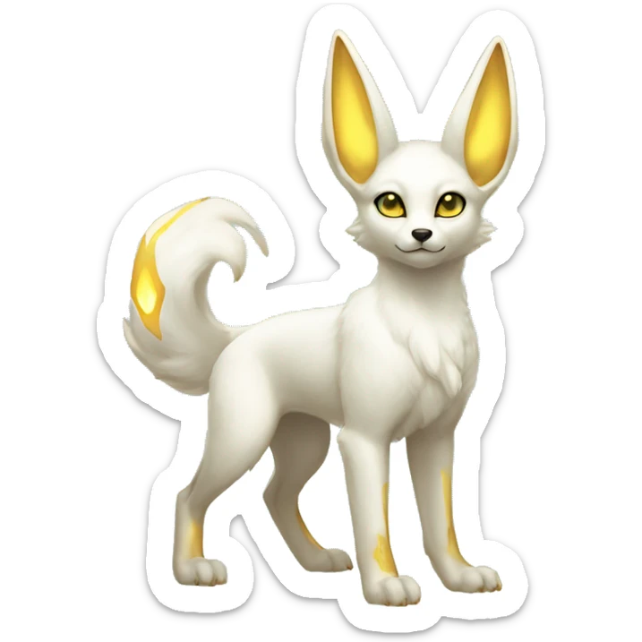 Shiny White Angelic Godly Electric Albino Umbreon. cyan eyes and cyan markings. Golden Anubis-rings. full body sticker