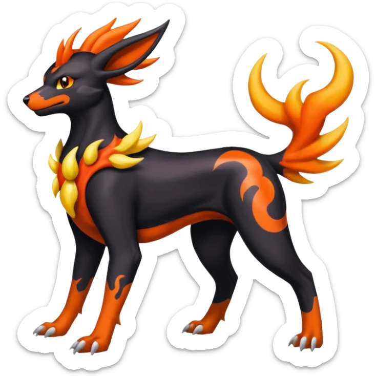 
Canine-Houndoom-Amaura-Salandit-Noibat-Flareon-Fakémon-fusion (full body) sticker