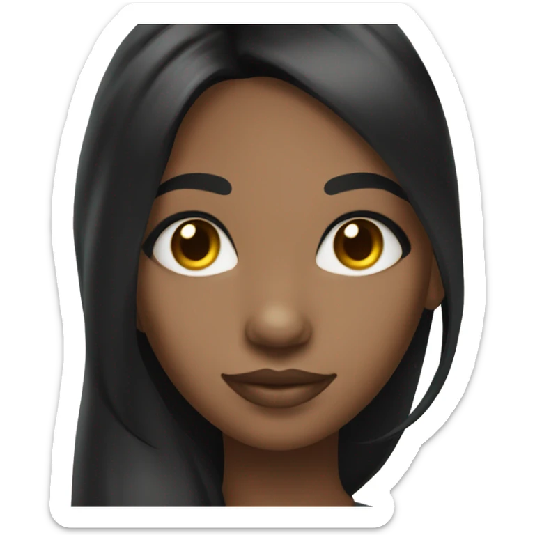 A African American girl with long black hair and nails side eying  sticker