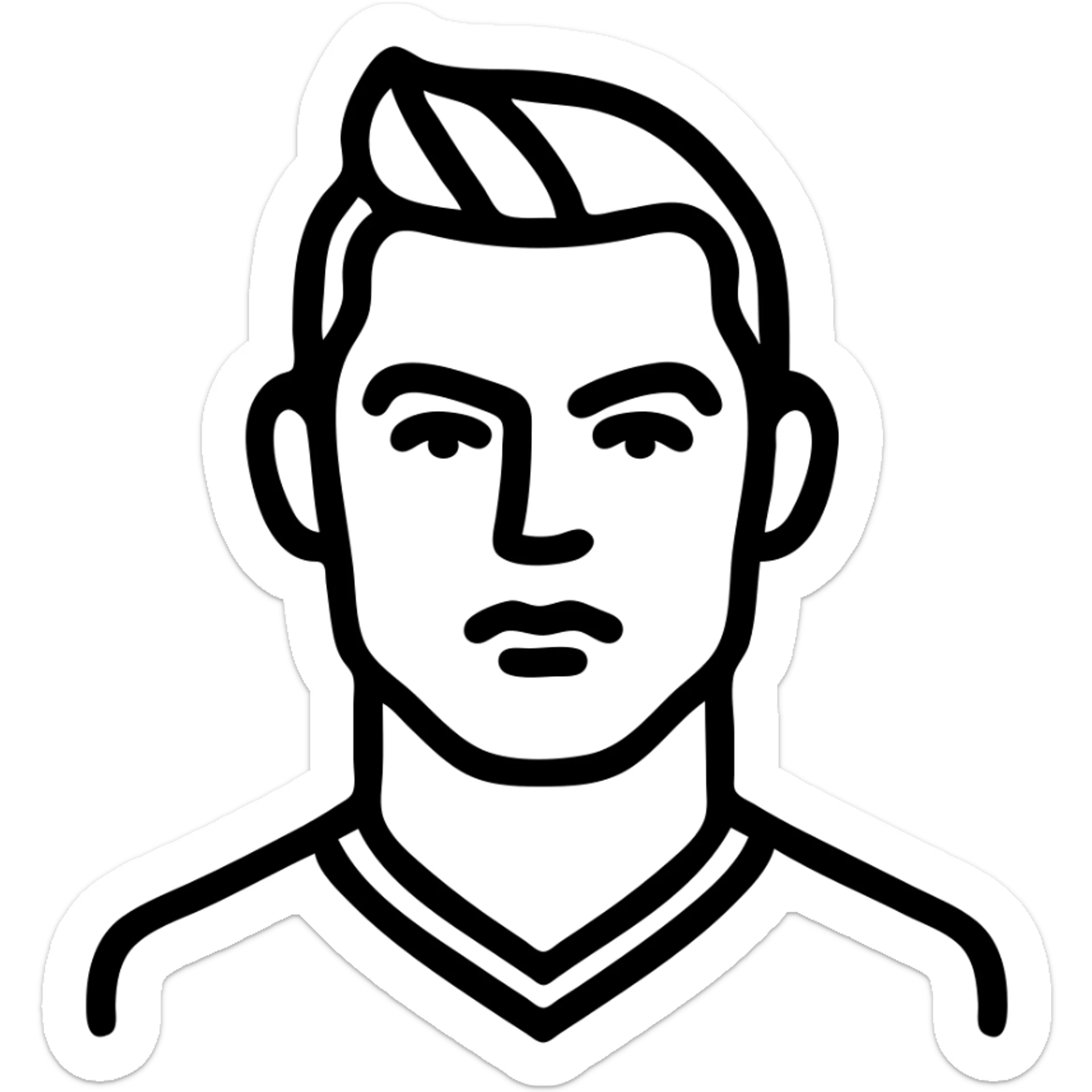 Cristiano Ronaldo as a bold outlined icon, stylized hair and facial features sticker