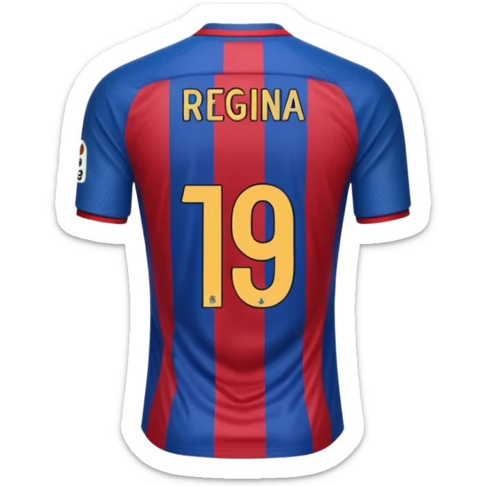 buat costum hanya pakaian dan dari belakang barcelona nama punggung regina dan nomor punggung 19 sticker