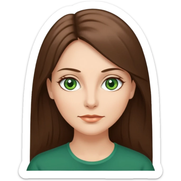 pretty middle age woman with green eyes and long straight ash-brown hair  sticker