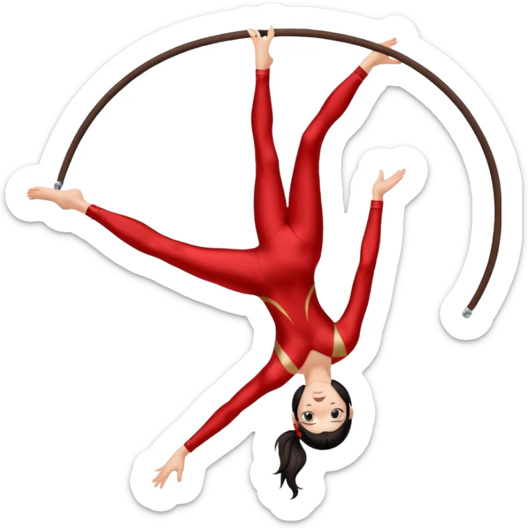 Acrobacias aereas en tela mujer blanca con pelo marrón o negro  sticker
