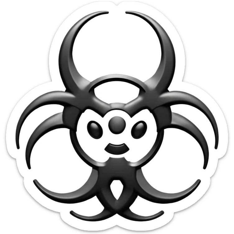 Quiero un emoji del riesgo biológico color negro con blanco sticker