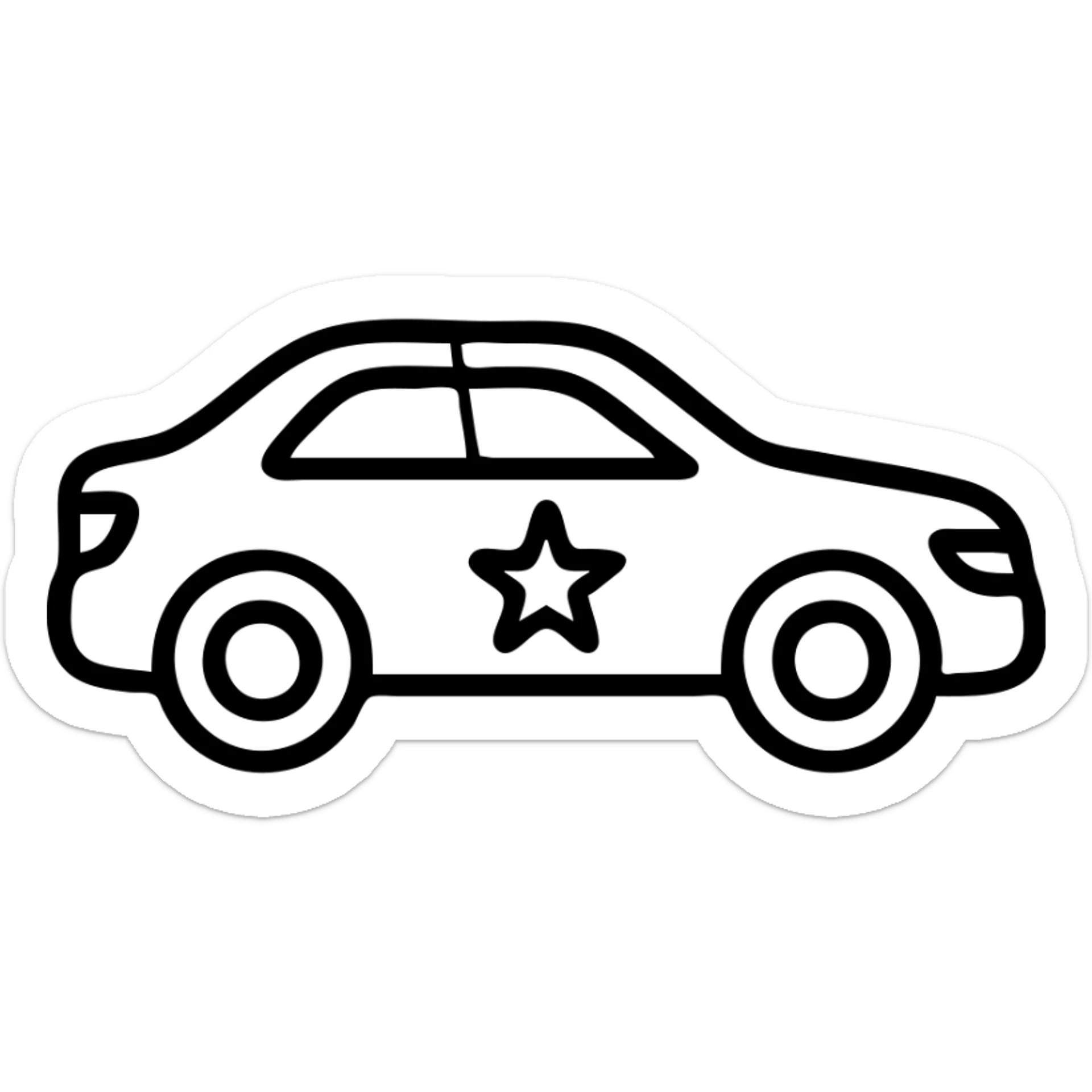 small gold star on the glossy black body of a premium car, clean lines, subtle reflections, modern and simple outlined icon sticker