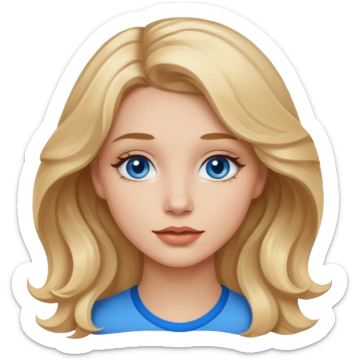 blondynka srednio krecone wlosy i niebieskie oczy obrysowane usta na jasny braz mloda sticker